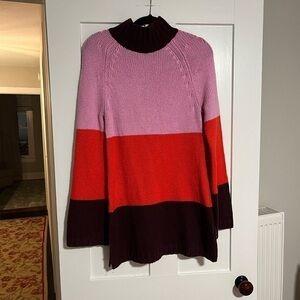 Ann Taylor Colorful Stripe Tunic Sweater Size Medium Chunky Knit